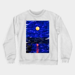 Bright Full Moon Lake Reflection. For Moon Lovers Crewneck Sweatshirt